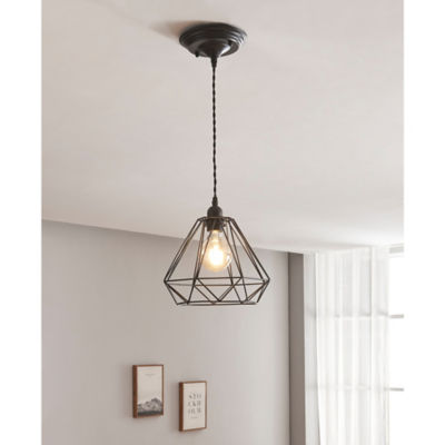 George Home black wire triangle pendant light shade, UK version