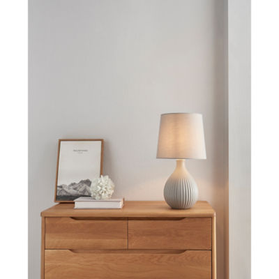 George Home grey fluted linen large table lamp - British product