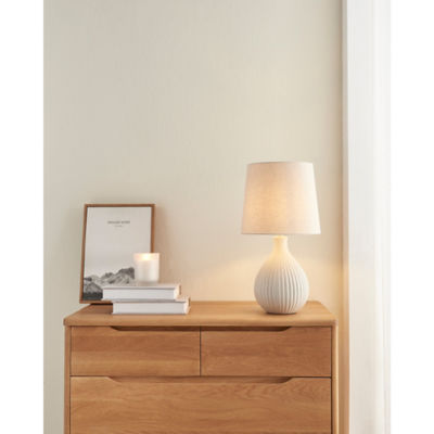 George Home cream fluted linen large table lamp, UK version