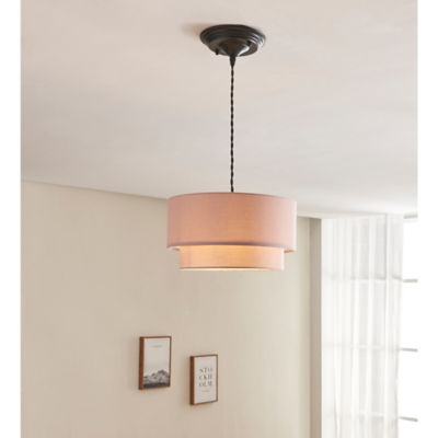 George Home pink two-tier faux linen light shade - British product