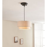 George Home cream two-tier faux linen light shade 31x31x16.5cm, UK version