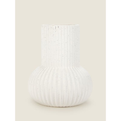 George Home white ribbed and speckled ceramic vase 22cm, UK version