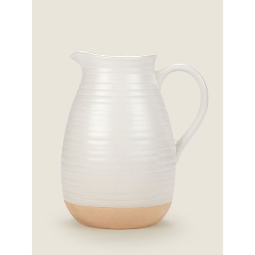 George Home White Ceramic Ribbed Jug GOODS ASDA   