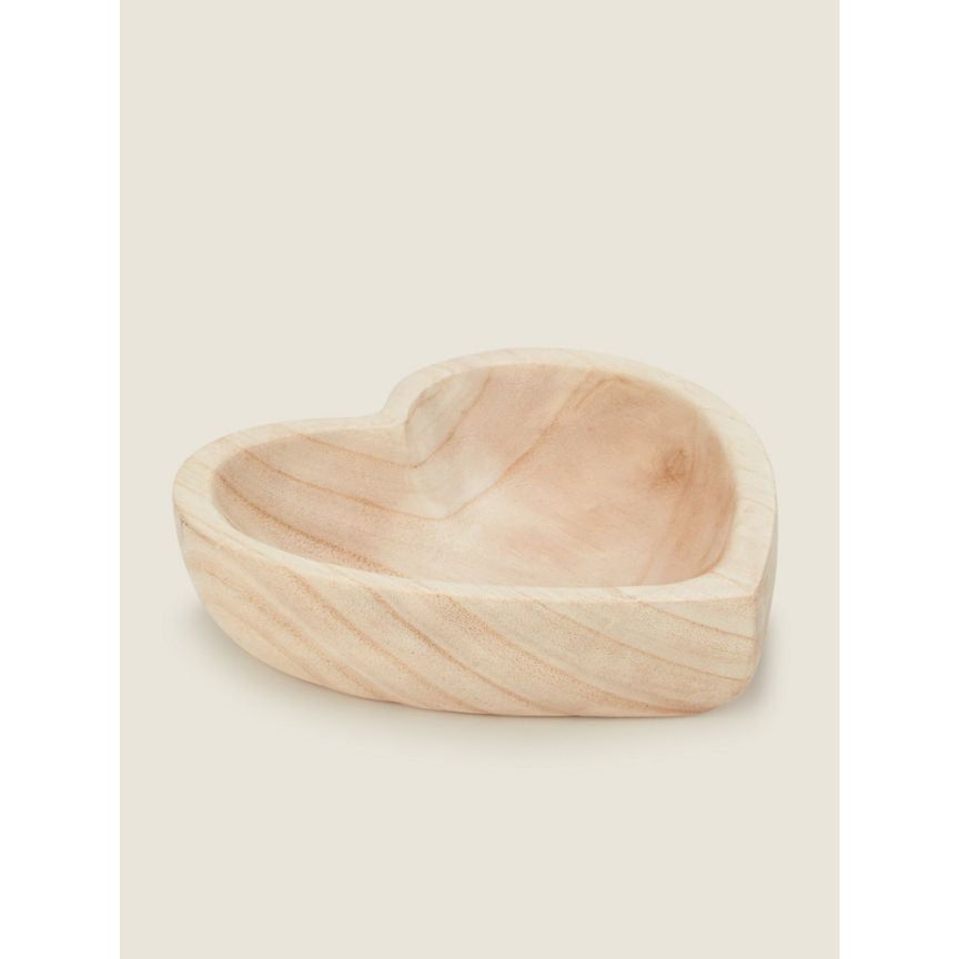 George Home Natural Wooden Heart Bowl GOODS ASDA   