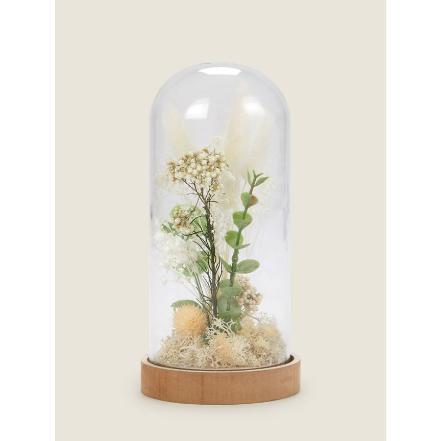 George Home White Pure Dried Floral Bell Jar GOODS ASDA   