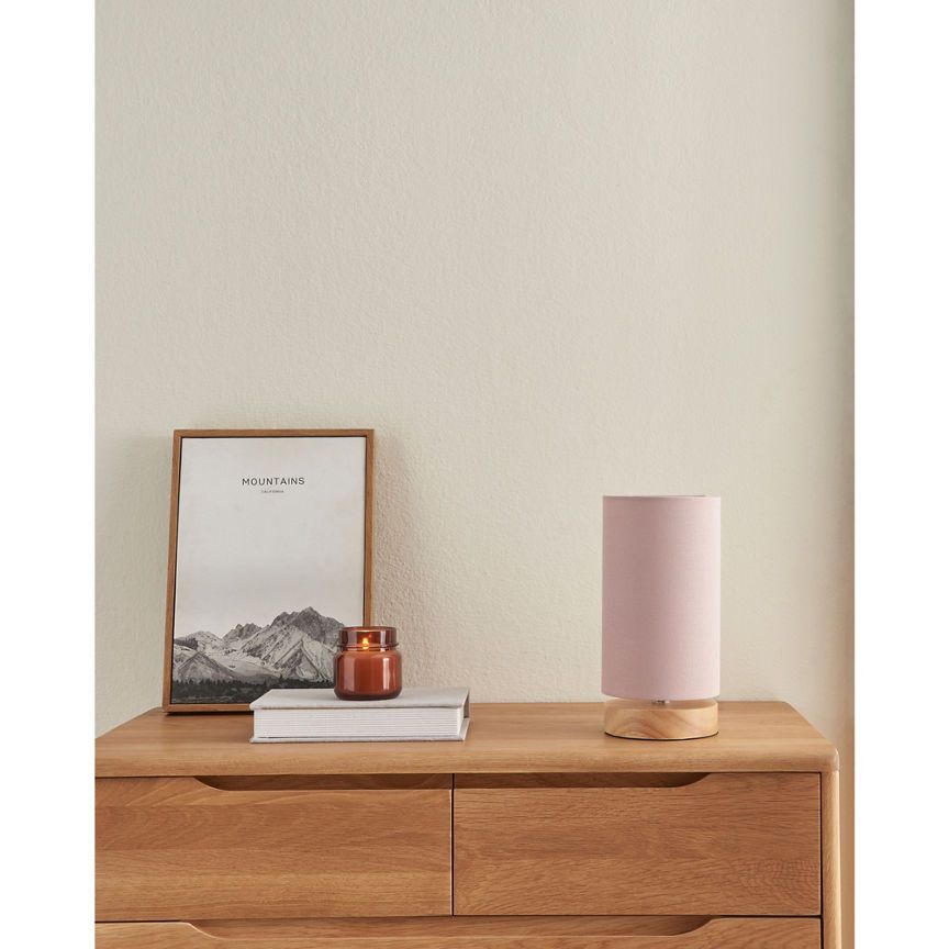 George Home Pink Faux Linen Cylinder Lamp