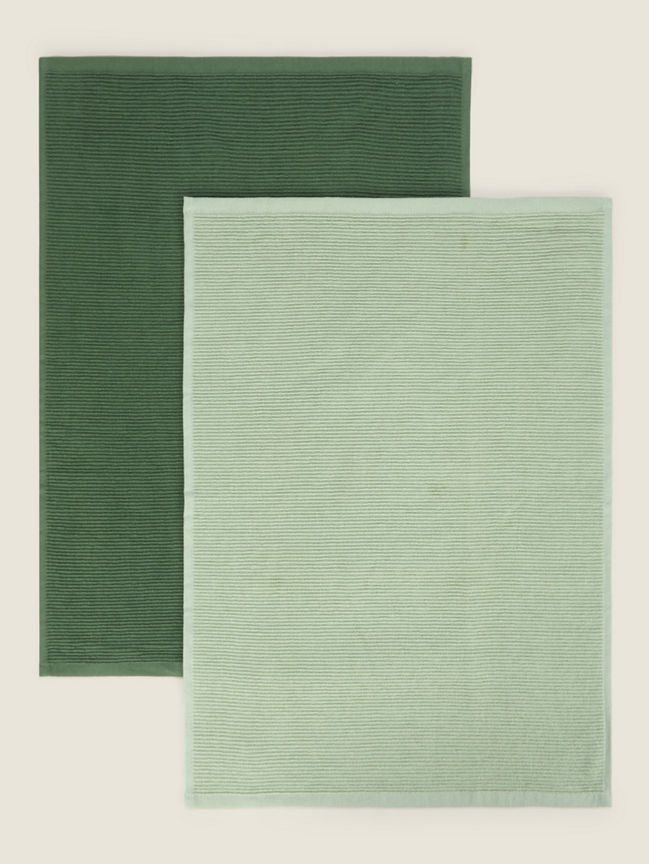 George Home Green Ribbed Tea Towel - Set of 2 GOODS ASDA   