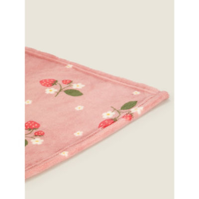 George Home throw blanket pink strawberry print 120x150cm, UK version