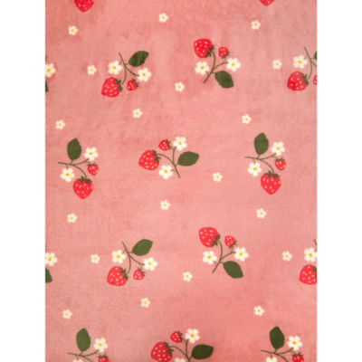 George Home throw blanket pink strawberry print 120x150cm, UK version