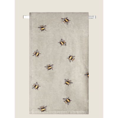 George Home white printed bee bath towel (British brand)