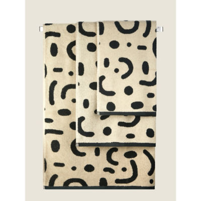 George Home black and white abstract bath towel, imported from the UK