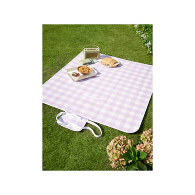 George Home lilac gingham picnic blanket 146x130cm (British brand)
