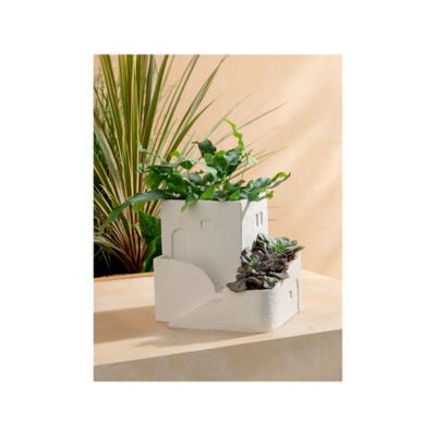 George Home white ancient Greek tower planter 21.5x21.5x20cm, UK version