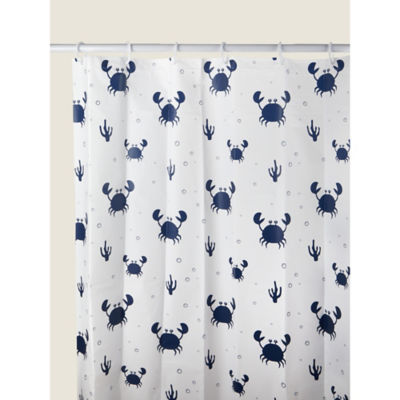 George Home blue and white crab shower curtain 180x180cm - British product