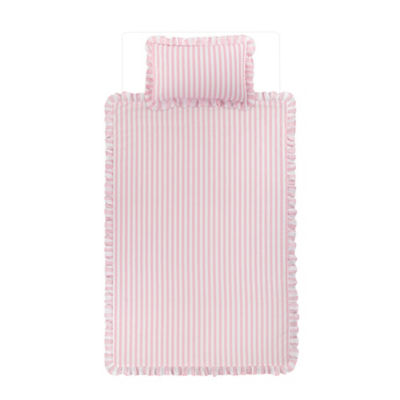 George Home pink and white stripe frill reversible single duvet cover set, UK version