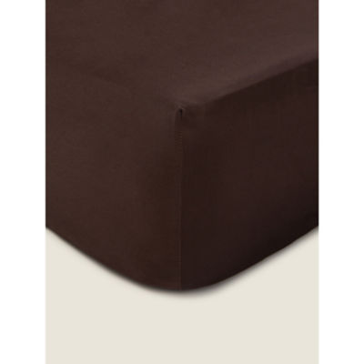 ASDA George Home Brown 100% Cotton Plain Sateen Fitted Sheet Double- Buy online at McGrocer