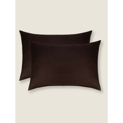 George Home brown cotton sateen pillowcase pair, imported from the UK
