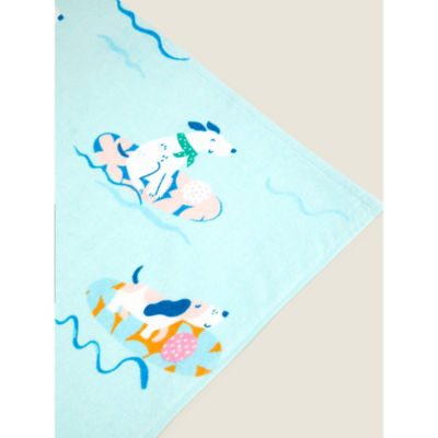 George Home light blue surfing dogs beach towel (British brand)