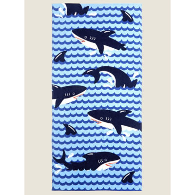 George Home blue shark beach towel 71x152 cm, imported from the UK