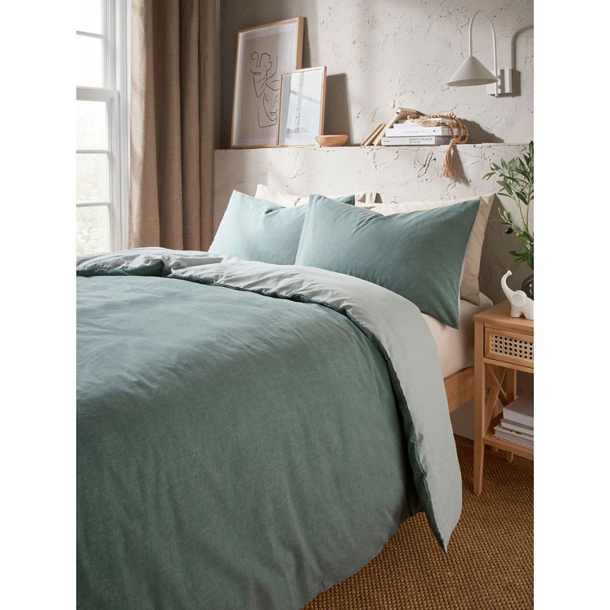 George Home Green Reversible Textured Duvet Set - King GOODS ASDA   