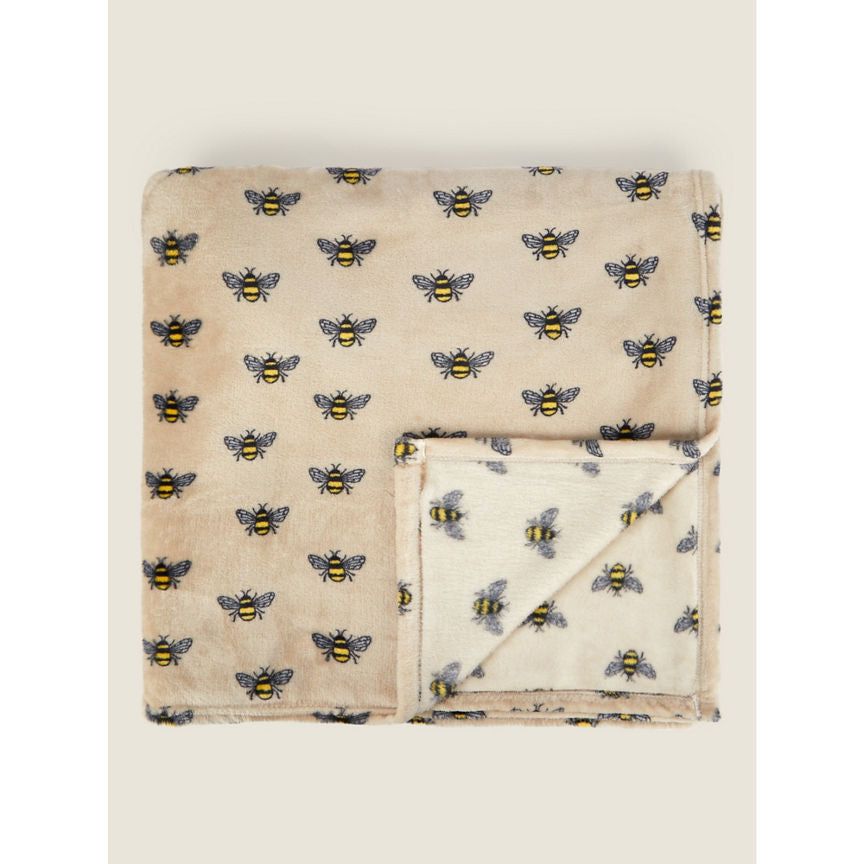 George Home Natural Bee Supersoft Throw GOODS ASDA   