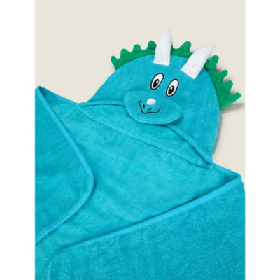 George Home hooded towel blue dino 70x140cm - British product