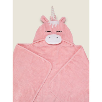 George Home pink unicorn hooded towel 70x140cm - British product