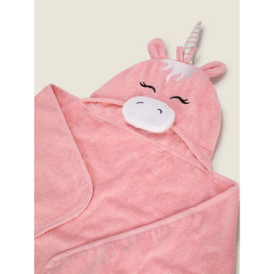 George Home pink unicorn hooded towel 70x140cm - British product