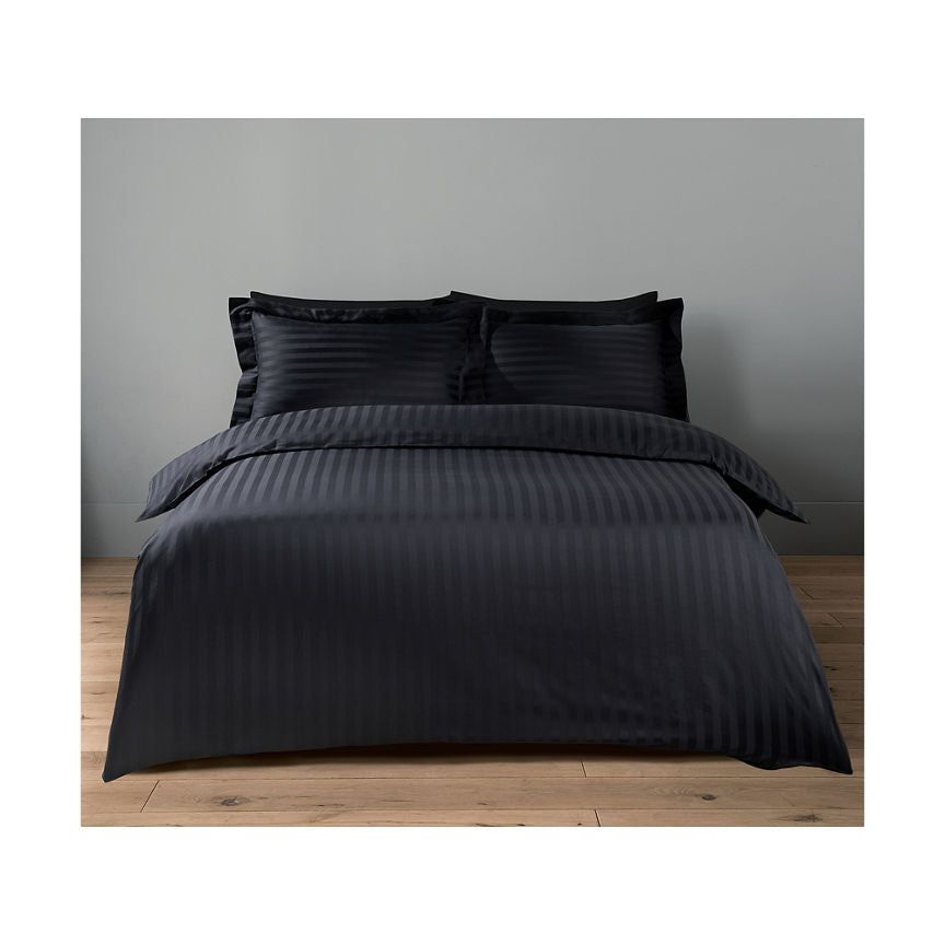 George Home Black 100% Cotton Sateen Stripe Duvet Set -King GOODS ASDA   