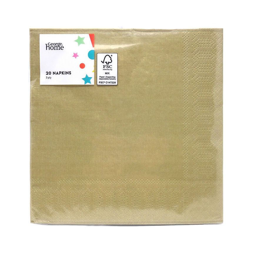 George Home 20 Gold Napkins GOODS ASDA   