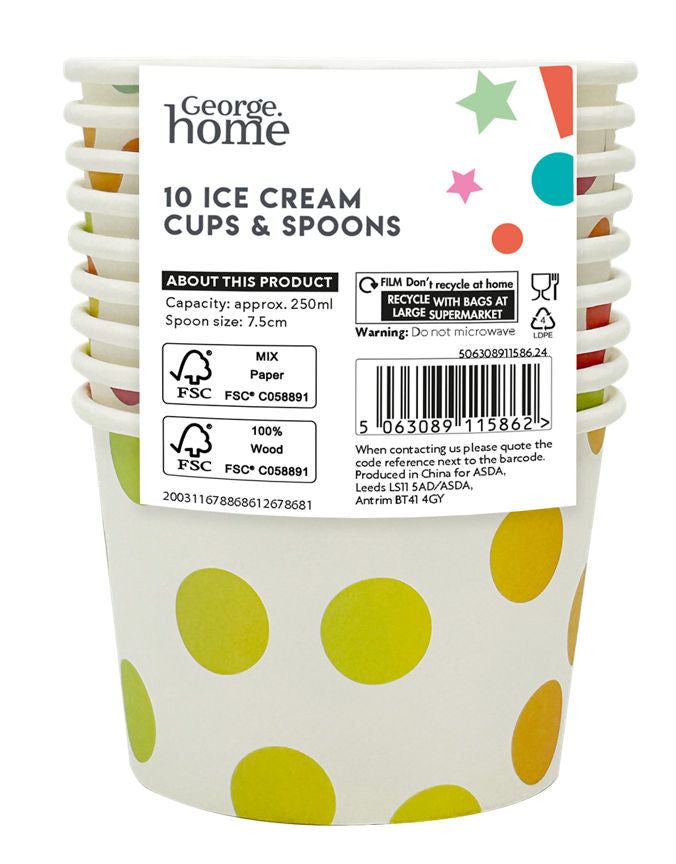 George Home Ice Cream Cups and Spoons Set