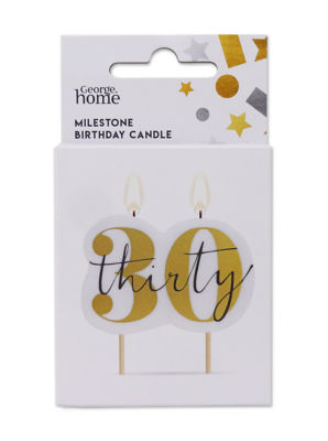 George Home Number Candle 30 White Gold 70mm, UK version