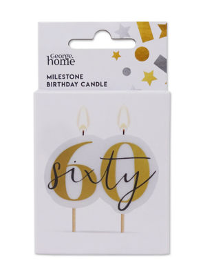 Bougie chiffre 60ème anniversaire George Home 70 x 50 x 7 mm