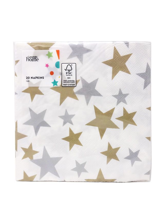 George Home Metallic Star Napkins GOODS ASDA   