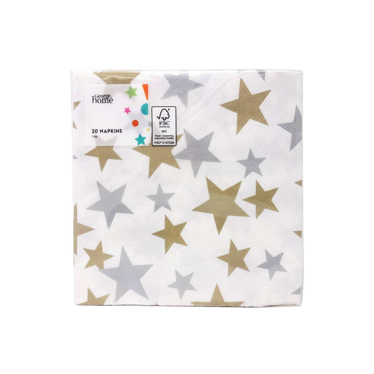 George Home metallic star napkins 20 pack, UK version