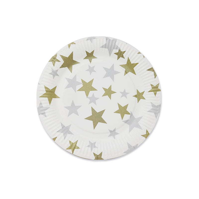 George Home metallic star plates pack of 12 gold and silver (British brand)