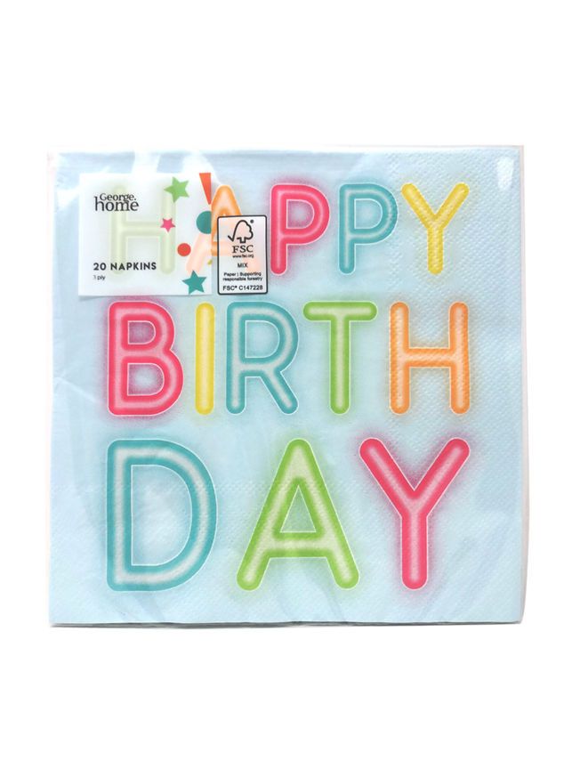 George Home Blue Happy Birthday Napkins