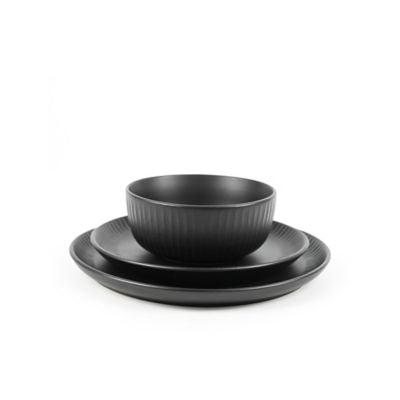 George Home dinner set black ribbed 12 piece, imported from the UK