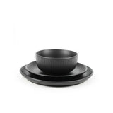 George Home dinner set black ribbed 12 piece, imported from the UK