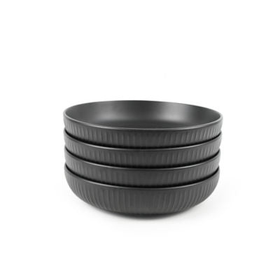 George Home Schwarze Rippen-Steingut-Pastaschüssel