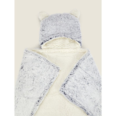 George Home blue hooded sherpa blanket 70x100 cm (British brand)