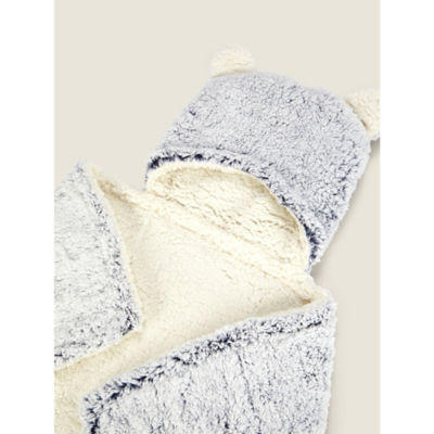 George Home blue hooded sherpa blanket 70x100 cm (British brand)