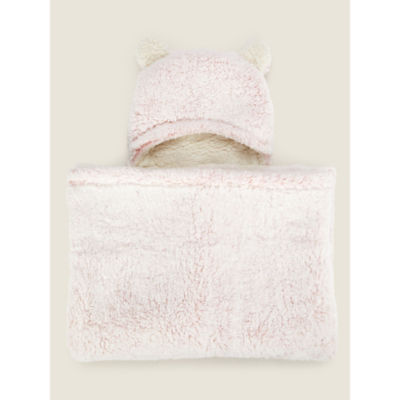 George Home pink heart hooded fleece blanket, imported from the UK