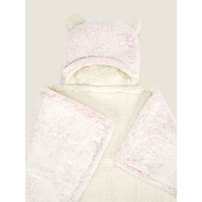 George Home pink heart hooded fleece blanket, imported from the UK