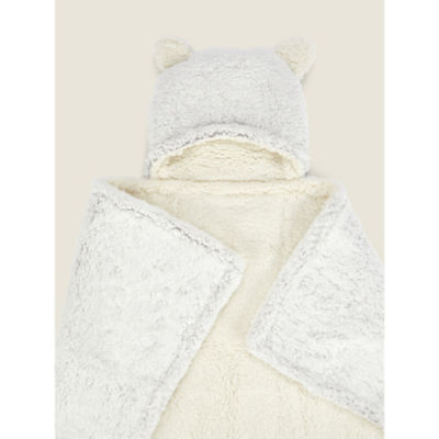 George Home grey star hooded fleece blanket 77x98 cm, UK version