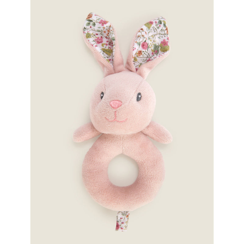 Hapello pink bunny rattle sensory baby toy, UK version