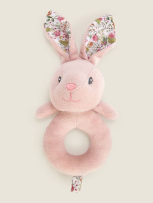 Hapello pink bunny rattle sensory baby toy, UK version