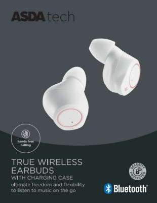 ASDA wireless earbuds white (British brand)