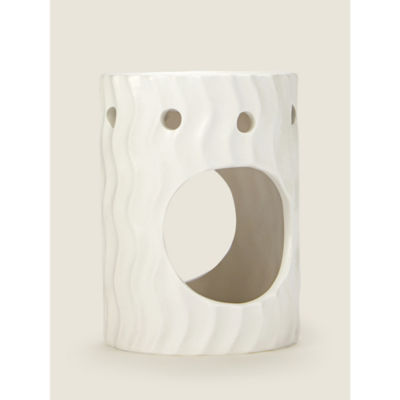 George Home white textured sculptural ceramic oil burner - British product