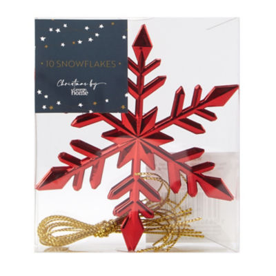 George Home red snowflake ornaments 10 pack, imported from the UK